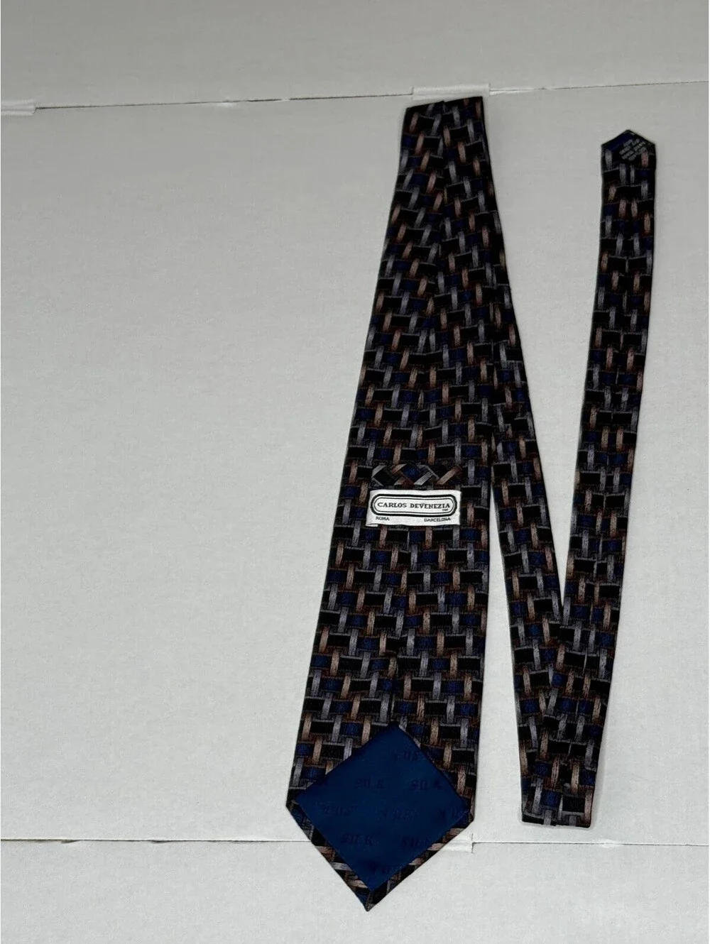 Carlos Devenezia Men's 100% Silk Geometric Weave Necktie
